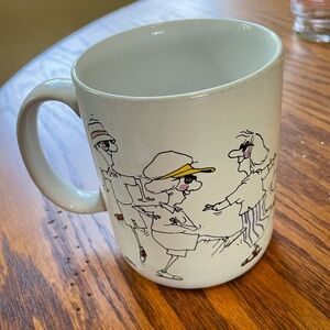 White Ceramic Mug with Cartoon Design